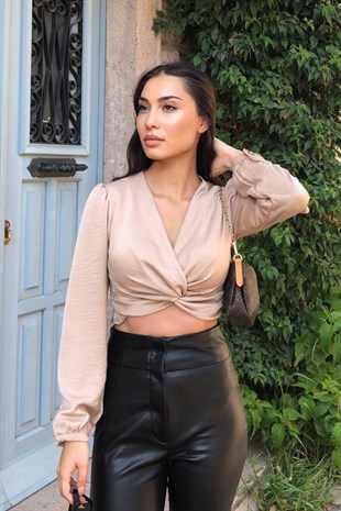 NUDE ÖNÜ BAĞLAMALI CROP 