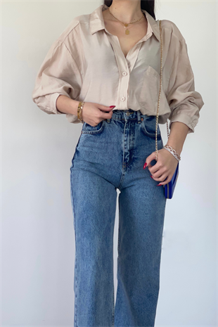 NUDE OVERSİZE GÖMLEK