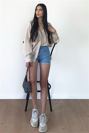 NUDE OVERSİZE GÖMLEK