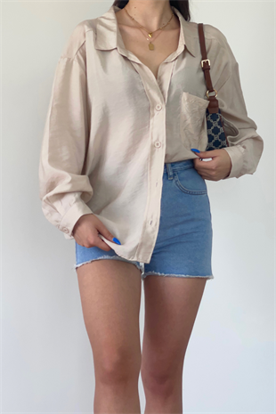 NUDE OVERSİZE GÖMLEK