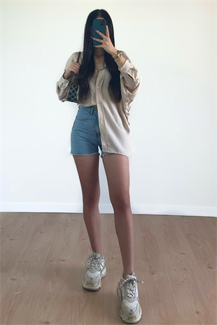 NUDE OVERSİZE GÖMLEK