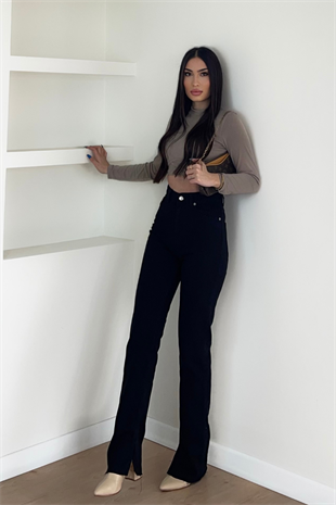 PAÇASI YIRTMAÇLI JEAN - SİYAH 