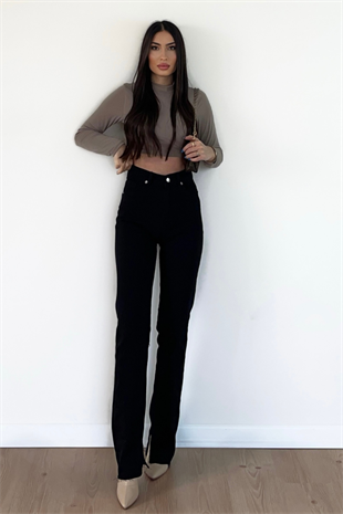 PAÇASI YIRTMAÇLI JEAN - SİYAH 