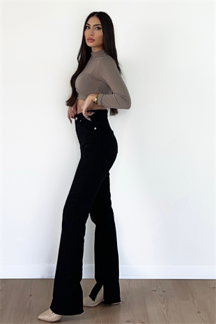 PAÇASI YIRTMAÇLI JEAN - SİYAH 