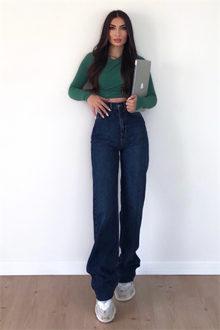 KOYU MAVİ STRAİGHT-JEANS