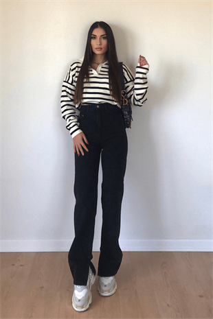 YIRTMAÇ DETAYLI JEAN SİYAH