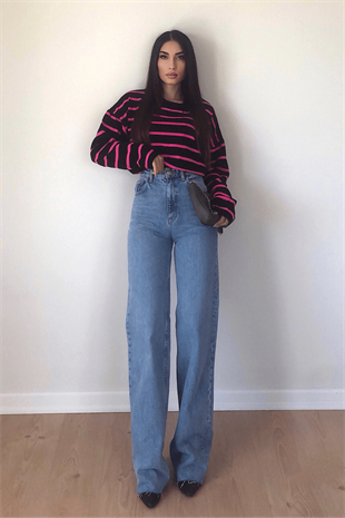 PEMBE ÇİZGİLİ TRİKO KAZAK 