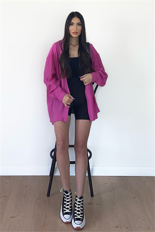 PEMBE TENSEL KUMAŞ GÖMLEK