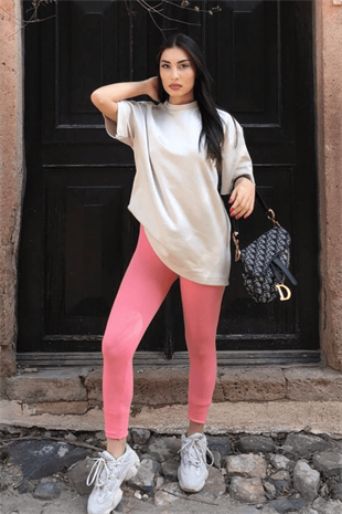 PEMBE YÜKSEK BEL FİTİLLİ TAYT