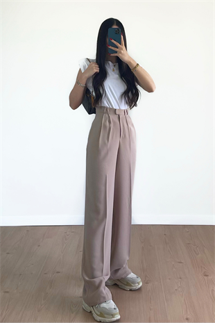 PENS DETAYLI NUDE PALAZZO