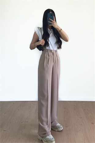 PENS DETAYLI NUDE PALAZZO