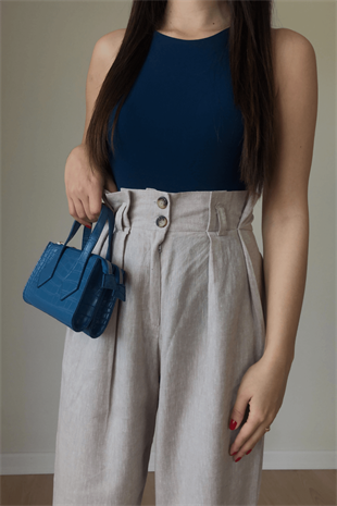 PILE DETAYLI KETEN PANTOLON