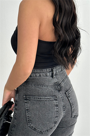 PREMİUM ANTRASİT KEMERLİ WİDE LEG RESSA JEAN 