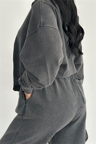 PREMİUM ANTRASİT YIKAMALI JESSY EŞOFMAN TAKIMI