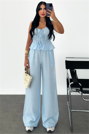 PREMİUM BEBE MAVİSİ BÜZGÜLÜ LENİSY TAKIM