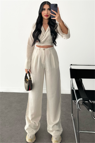 PREMİUM BEJ BAĞLAMALI TAKIM 