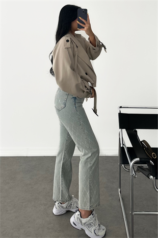 PREMİUM BEJ KUŞAKLI TRENÇ 