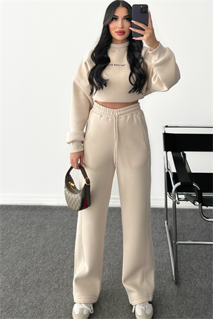 PREMİUM BEJ ŞARDONLU EŞOFMAN TAKIMI