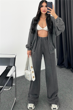 PREMİUM BOL PAÇA ESKİTMELİ HIRKALI EŞOFMAN TAKIMI