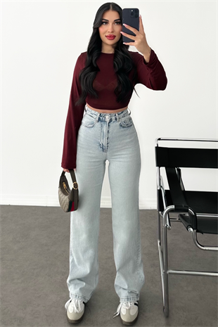 PREMİUM BORDO TRANSPARAN BLUZ