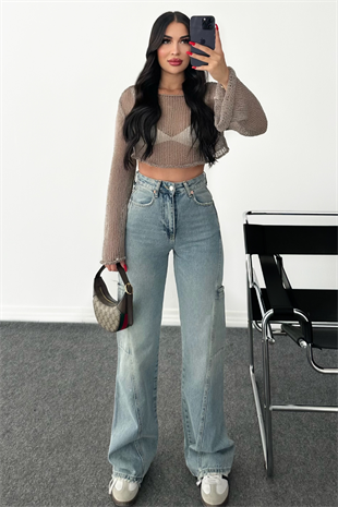 PREMİUM CEP DETAYLI WİDE LEG JEAN