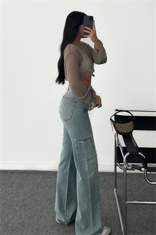 PREMİUM CEP DETAYLI WİDE LEG JEAN