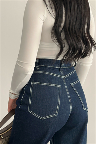 PREMİUM DARK BLUE DİKİŞ DETAYLI JEAN