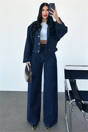 PREMİUM DARK BLUE TAŞLI TAKIM