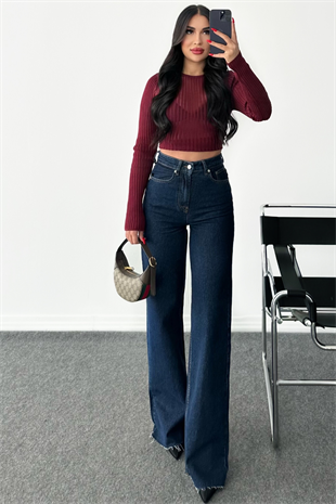 PREMİUM DARK BLUE WİDE LEG SENDRA JEAN