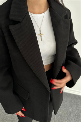 PREMİUM DOKULU SİYAH CEKET