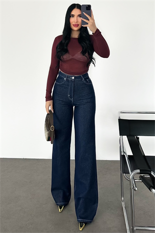 PREMİUM EKSTRA YÜKSEK BEL SİMLİ DARK BLUE JEAN