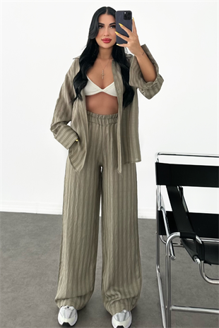 PREMİUM ENİSA YEŞİL GÖMLEK PANTOLON TAKIM