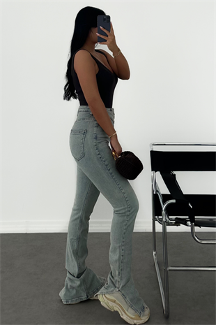 PREMİUM ESKİTMELİ KEMERLİ YIRTMAÇLI JEAN