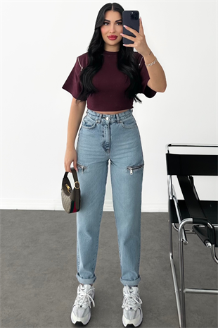 PREMİUM FERMUAR DETAYLI MOM JEAN