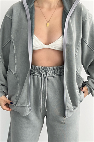 PREMİUM GRİ ESKİTMELİ EŞOFMAN TAKIMI