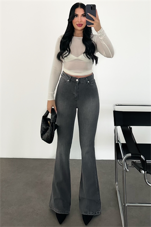 PREMİUM GRİ FLARE JEAN