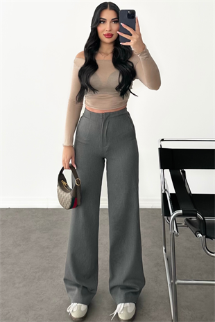 PREMİUM GRİ PALAZZO PANTOLON HELNY