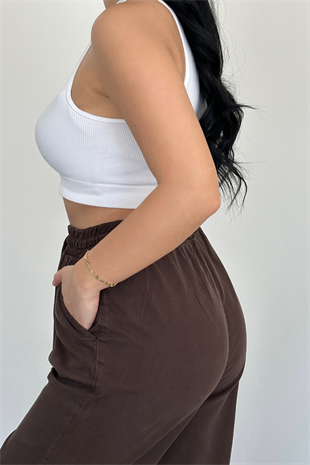 PREMİUM KAHVERENGİ TENSEL PANTOLON