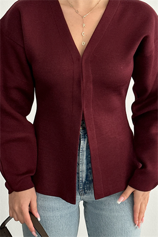 PREMİUM KANCALI BORDO BLUZ