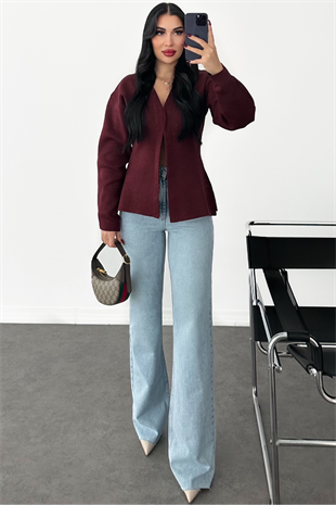 PREMİUM KANCALI BORDO BLUZ