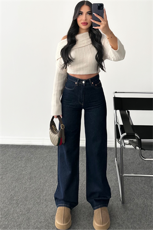 PREMİUM  KAYIK YAKA BEJ KAZAK