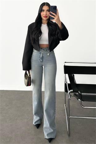 PREMİUM KEMERLİ SENDRA WİDE LEG JEAN 