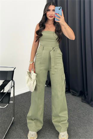 PREMİUM KETEN YEŞİL TULUM ENİSA