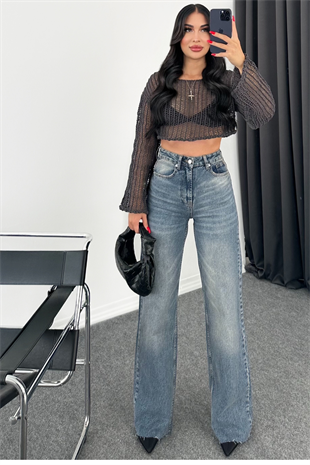 PREMİUM KIRCILLI VALEZY WİDE LEG JEAN