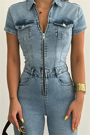 PREMİUM KISA KOL BUZ MAVİ RENK SENDY TULUM 