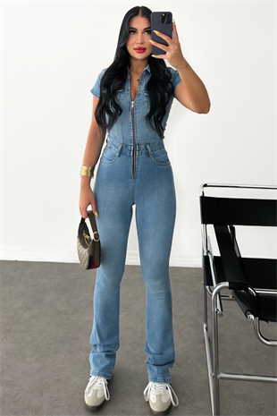 PREMİUM KISA KOL MİD BLUE RENK SENDY TULUM