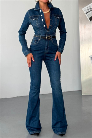 PREMİUM KOYU MAVİ KOT TULUM