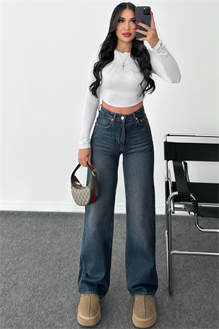 PREMİUM KOYU TİNTLİ WİDE LEG JEAN
