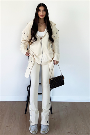 PREMİUM KREM YIRTMAÇLI EŞOFMAN TAKIMI