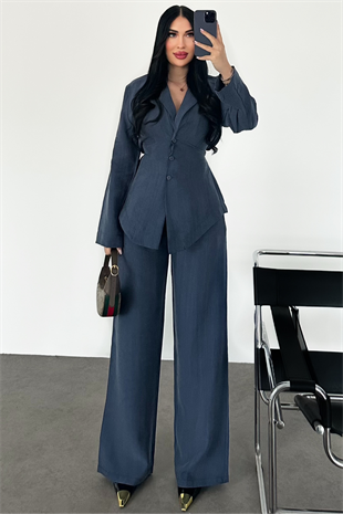 PREMİUM LACİVERT TENSEL BELDEN BAĞLAMALI TAKIM